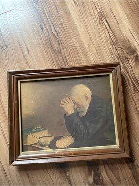 VINTAGE Praying hands faux painting